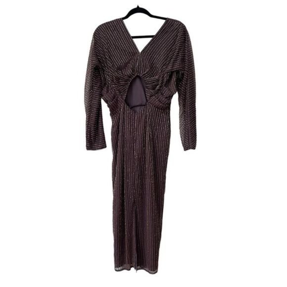 Asos?Design Mauve Surplice Beaded Midi Dress With Back Cutout - Picture 2 of 9